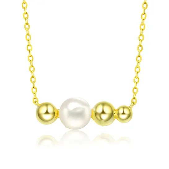 JMS always Necklaces Original Megan Walford Sterling Silver with Gold Plated and 6MM Fresh Water Pearl Necklace JMS always Necklaces Original Megan Walford Sterling Silver with Gold Plated and 6MM Fresh Water Pearl Necklace