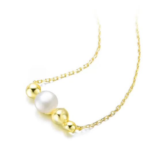 JMS always Necklaces Original Megan Walford Sterling Silver with Gold Plated and 6MM Fresh Water Pearl Necklace JMS always Necklaces Original Megan Walford Sterling Silver with Gold Plated and 6MM Fresh Water Pearl Necklace