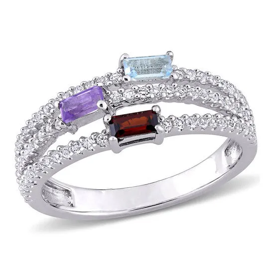 JMS always Original Amour 34 CT TGW MultiGemstone SplitShank Ring in Sterling Silver Rings JMS always Original Amour 34 CT TGW MultiGemstone SplitShank Ring in Sterling Silver Rings