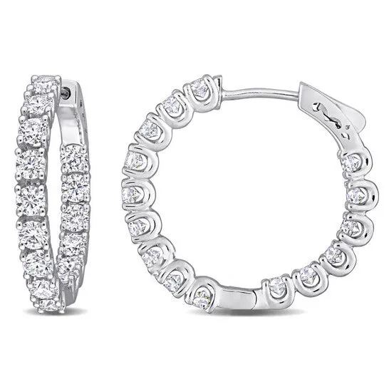 JMS always Original AMOUR 3 CT DEW Created Moissanite Insideoutside Hinged Hoop Earrings In Sterling Silver Earrings JMS always Original AMOUR 3 CT DEW Created Moissanite Insideoutside Hinged Hoop Earrings In Sterling Silver Earrings