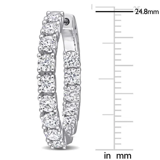 JMS always Original AMOUR 3 CT DEW Created Moissanite Insideoutside Hinged Hoop Earrings In Sterling Silver Earrings JMS always Original AMOUR 3 CT DEW Created Moissanite Insideoutside Hinged Hoop Earrings In Sterling Silver Earrings