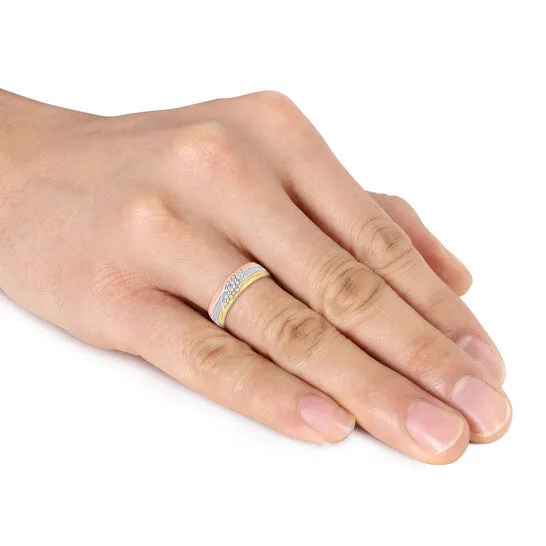 JMS always Original Amour Mens 6mm Cubic Zirconia Matte Three Row Wedding Band in 14k 3Tone Rose Yellow and White Gold Rings JMS always Original Amour Mens 6mm Cubic Zirconia Matte Three Row Wedding Band in 14k 3Tone Rose Yellow and White Gold Rings