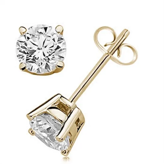 JMS always Original Maulijewels 100 Carat Natural Round White Diamond 14K Solid Yellow Gold Stud Earrings For Womens Earrings JMS always Original Maulijewels 100 Carat Natural Round White Diamond 14K Solid Yellow Gold Stud Earrings For Womens Earrings