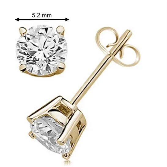 JMS always Original Maulijewels 100 Carat Natural Round White Diamond 14K Solid Yellow Gold Stud Earrings For Womens Earrings JMS always Original Maulijewels 100 Carat Natural Round White Diamond 14K Solid Yellow Gold Stud Earrings For Womens Earrings