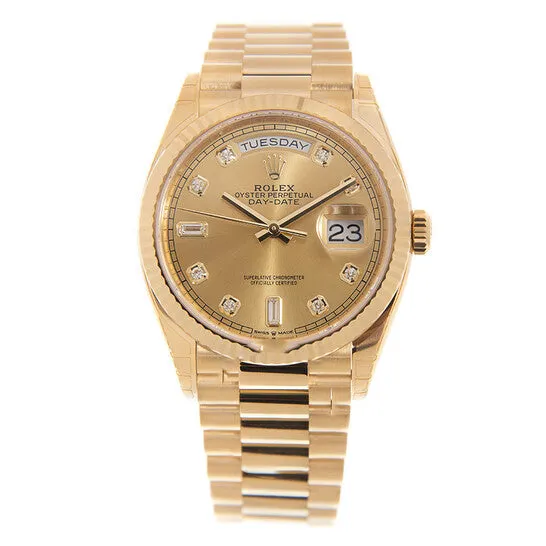 JMS always Original Rolex DayDate 36 Champagne Diamond Dial 18kt Yellow Gold President Watch 128238CDP Watches JMS always Original Rolex DayDate 36 Champagne Diamond Dial 18kt Yellow Gold President Watch 128238CDP Watches
