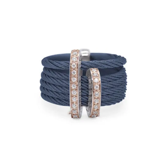 JMS always Rings Original ALOR Blueberry Cable Double Arch Over Twist Ring with 18K Gold Diamonds