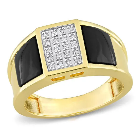 JMS always Rings Original Amour 110 CT Diamond TW And 2 CT TGW Black Onyx Fashion Ring Yellow Silver JMS always Rings Original Amour 110 CT Diamond TW And 2 CT TGW Black Onyx Fashion Ring Yellow Silver