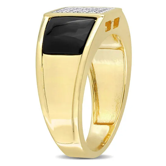 JMS always Rings Original Amour 110 CT Diamond TW And 2 CT TGW Black Onyx Fashion Ring Yellow Silver JMS always Rings Original Amour 110 CT Diamond TW And 2 CT TGW Black Onyx Fashion Ring Yellow Silver