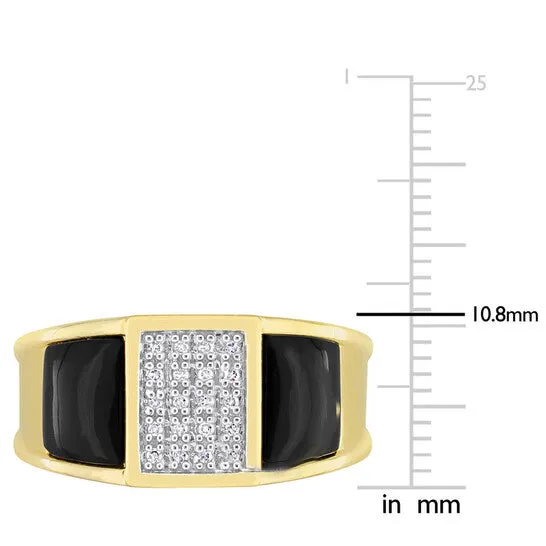 JMS always Rings Original Amour 110 CT Diamond TW And 2 CT TGW Black Onyx Fashion Ring Yellow Silver JMS always Rings Original Amour 110 CT Diamond TW And 2 CT TGW Black Onyx Fashion Ring Yellow Silver