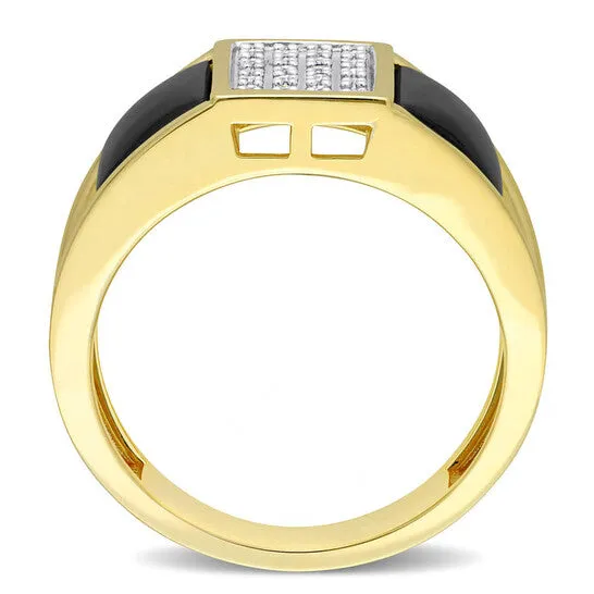 JMS always Rings Original Amour 110 CT Diamond TW And 2 CT TGW Black Onyx Fashion Ring Yellow Silver JMS always Rings Original Amour 110 CT Diamond TW And 2 CT TGW Black Onyx Fashion Ring Yellow Silver