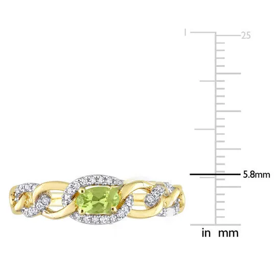 JMS always Rings Original Amour 14 CT TGW Peridot and 18 CT TDW Diamond Mini Oval Link Ring in 10k Yellow Gold JMS always Rings Original Amour 14 CT TGW Peridot and 18 CT TDW Diamond Mini Oval Link Ring in 10k Yellow Gold