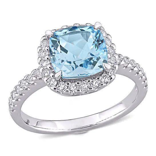JMS always Rings Original Amour 10K White Gold 3 12 CT TGW Sky Blue Topaz and White Topaz Halo Ring JMS always Rings Original Amour 10K White Gold 3 12 CT TGW Sky Blue Topaz and White Topaz Halo Ring