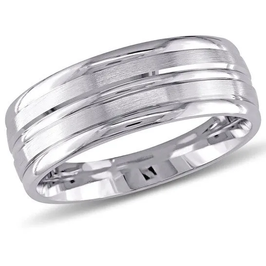JMS always Rings Original Amour 14k White Gold Mens Wedding Band 8mm