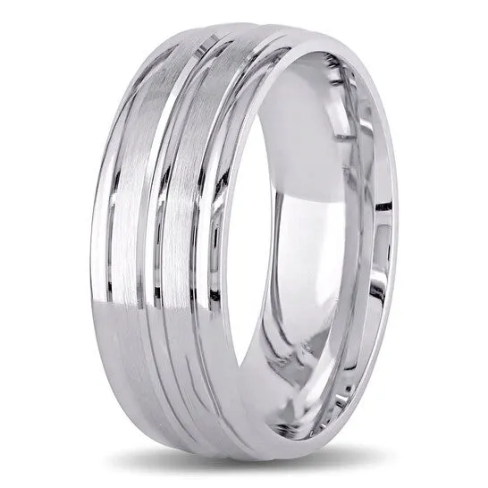 JMS always Rings Original Amour 14k White Gold Mens Wedding Band 8mm JMS always Rings Original Amour 14k White Gold Mens Wedding Band 8mm