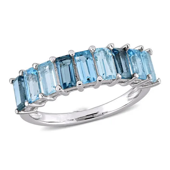 JMS always Rings Original Amour 2 12 CT TGW LondonBlue Topaz Swiss Blue Topaz and Sky Blue Topaz Baguette Ring in Sterling Silver JMS always Rings Original Amour 2 12 CT TGW LondonBlue Topaz Swiss Blue Topaz and Sky Blue Topaz Baguette Ring in Sterling Silver