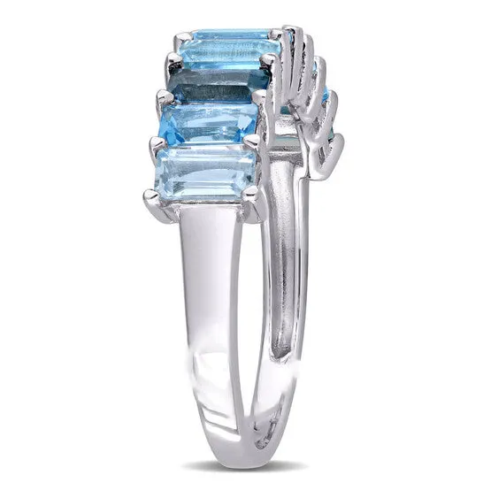 JMS always Rings Original Amour 2 12 CT TGW LondonBlue Topaz Swiss Blue Topaz and Sky Blue Topaz Baguette Ring in Sterling Silver JMS always Rings Original Amour 2 12 CT TGW LondonBlue Topaz Swiss Blue Topaz and Sky Blue Topaz Baguette Ring in Sterling Silver