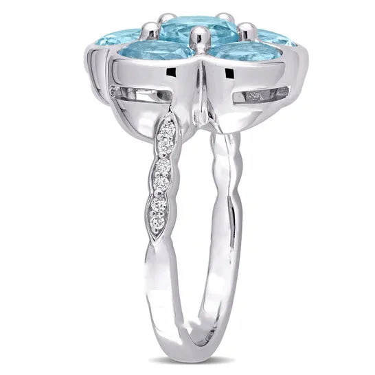 JMS always Rings Original Amour 3 13 CT TGW Blue Topaz Sky and Diamond Accent Floral Ring in Sterling Silver JMS always Rings Original Amour 3 13 CT TGW Blue Topaz Sky and Diamond Accent Floral Ring in Sterling Silver