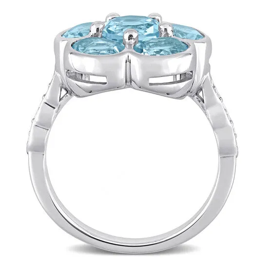 JMS always Rings Original Amour 3 13 CT TGW Blue Topaz Sky and Diamond Accent Floral Ring in Sterling Silver JMS always Rings Original Amour 3 13 CT TGW Blue Topaz Sky and Diamond Accent Floral Ring in Sterling Silver