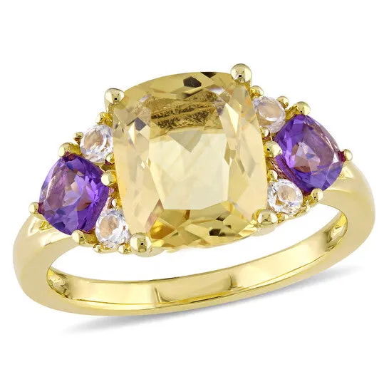 JMS always Rings Original Amour 3 13 CT TGW Citrine AmethystAfrica and White Topaz Cocktail Ring in Yellow Silver JMS always Rings Original Amour 3 13 CT TGW Citrine AmethystAfrica and White Topaz Cocktail Ring in Yellow Silver