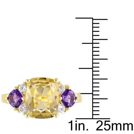 JMS always Rings Original Amour 3 13 CT TGW Citrine AmethystAfrica and White Topaz Cocktail Ring in Yellow Silver JMS always Rings Original Amour 3 13 CT TGW Citrine AmethystAfrica and White Topaz Cocktail Ring in Yellow Silver