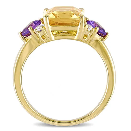 JMS always Rings Original Amour 3 13 CT TGW Citrine AmethystAfrica and White Topaz Cocktail Ring in Yellow Silver JMS always Rings Original Amour 3 13 CT TGW Citrine AmethystAfrica and White Topaz Cocktail Ring in Yellow Silver