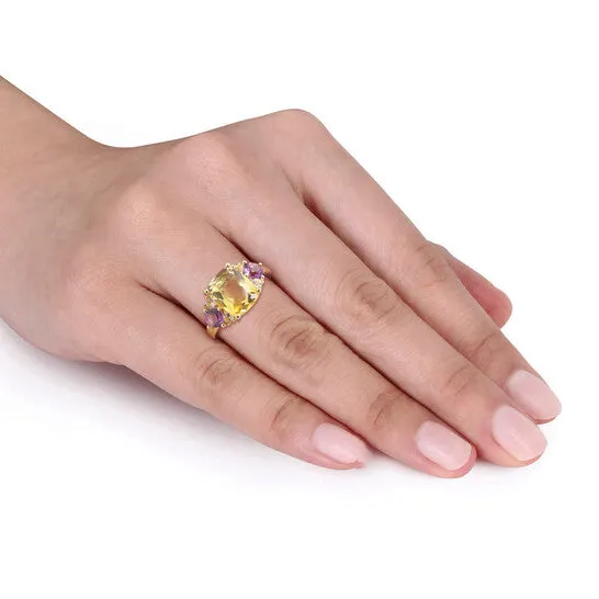 JMS always Rings Original Amour 3 13 CT TGW Citrine AmethystAfrica and White Topaz Cocktail Ring in Yellow Silver JMS always Rings Original Amour 3 13 CT TGW Citrine AmethystAfrica and White Topaz Cocktail Ring in Yellow Silver