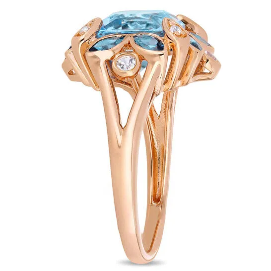 JMS always Rings Original Amour 4 45 CT TGW Sky Blue Topaz London Blue and Topaz White Topaz Cocktail Ring in Pink Silver JMS always Rings Original Amour 4 45 CT TGW Sky Blue Topaz London Blue and Topaz White Topaz Cocktail Ring in Pink Silver