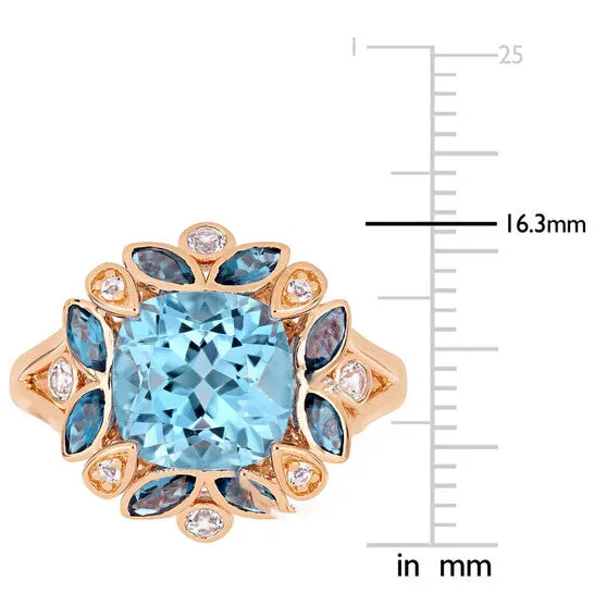 JMS always Rings Original Amour 4 45 CT TGW Sky Blue Topaz London Blue and Topaz White Topaz Cocktail Ring in Pink Silver JMS always Rings Original Amour 4 45 CT TGW Sky Blue Topaz London Blue and Topaz White Topaz Cocktail Ring in Pink Silver