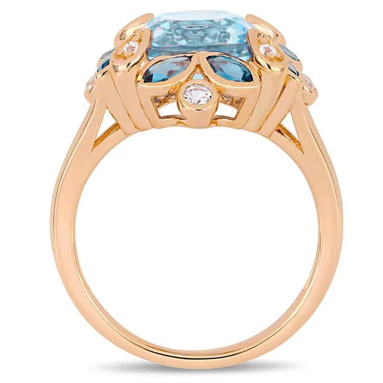 JMS always Rings Original Amour 4 45 CT TGW Sky Blue Topaz London Blue and Topaz White Topaz Cocktail Ring in Pink Silver JMS always Rings Original Amour 4 45 CT TGW Sky Blue Topaz London Blue and Topaz White Topaz Cocktail Ring in Pink Silver