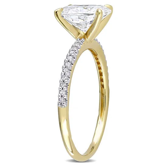 JMS always Rings Original Amour Ladies 14k Yellow Gold 2 Ct Oval Cut White Moissanite And Diamond Pave Ring JMS always Rings Original Amour Ladies 14k Yellow Gold 2 Ct Oval Cut White Moissanite And Diamond Pave Ring