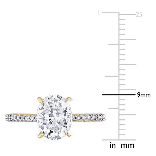JMS always Rings Original Amour Ladies 14k Yellow Gold 2 Ct Oval Cut White Moissanite And Diamond Pave Ring JMS always Rings Original Amour Ladies 14k Yellow Gold 2 Ct Oval Cut White Moissanite And Diamond Pave Ring
