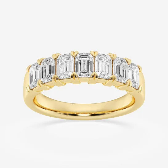 JMS always Rings Original Brilliant Diamond 14K Yellow Gold 2 CTTW EmeraldCut LAB GROWN Diamond Seven Stone Anniversary Band FG SI1 JMS always Rings Original Brilliant Diamond 14K Yellow Gold 2 CTTW EmeraldCut LAB GROWN Diamond Seven Stone Anniversary Band FG SI1