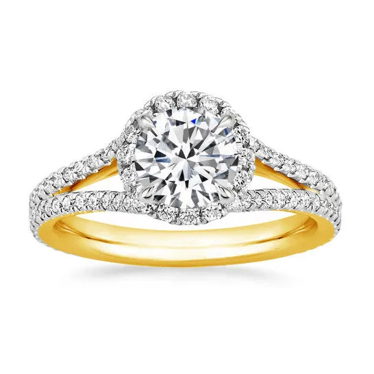 JMS always Rings Original DiamondMuse 220 cttw Round Cut Swarovski Diamonds White Split Shank Gold Tone Sterling Silver Engagement Ring for Women JMS always Rings Original DiamondMuse 220 cttw Round Cut Swarovski Diamonds White Split Shank Gold Tone Sterling Silver Engagement Ring for Women