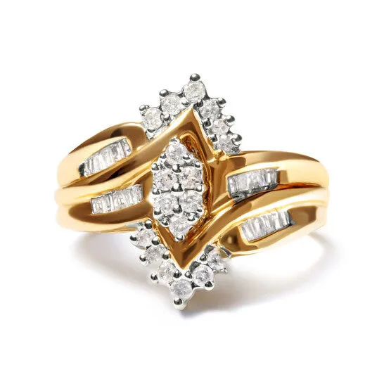 JMS always Rings Original Haus of Brilliance 10K TwoToned 12 Cttw Round And BaguetteCut Composite Pear Head Diamond Ring HI Color I2I3 Clarity JMS always Rings Original Haus of Brilliance 10K TwoToned 12 Cttw Round And BaguetteCut Composite Pear Head Diamond Ring HI Color I2I3 Clarity