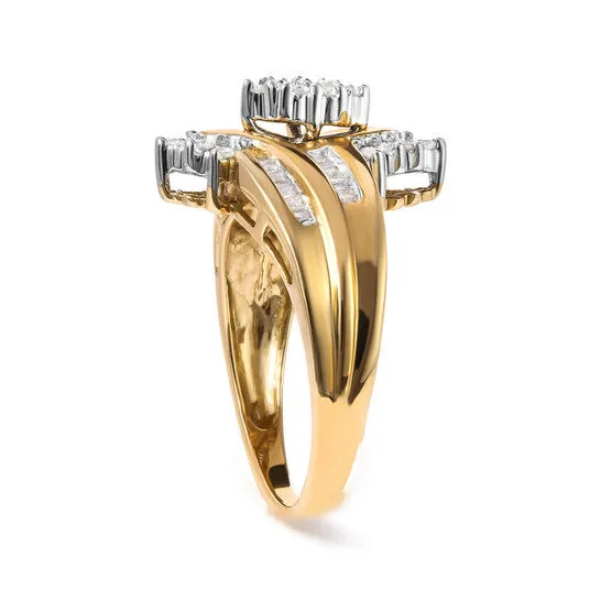 JMS always Rings Original Haus of Brilliance 10K TwoToned 12 Cttw Round And BaguetteCut Composite Pear Head Diamond Ring HI Color I2I3 Clarity JMS always Rings Original Haus of Brilliance 10K TwoToned 12 Cttw Round And BaguetteCut Composite Pear Head Diamond Ring HI Color I2I3 Clarity