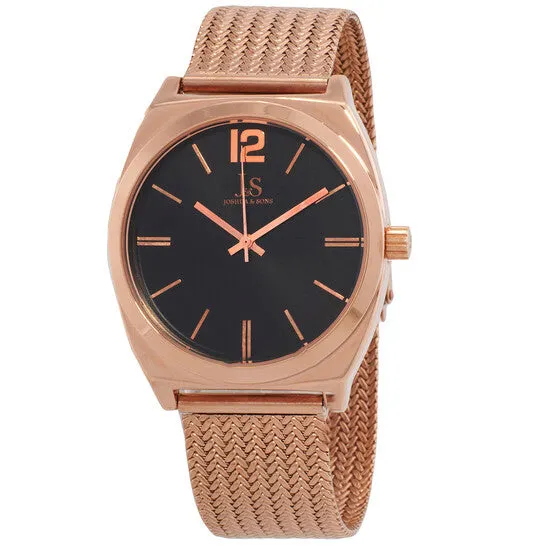 JMS always Rings Original Joshua and Sons Quartz Black Dial Rose Goldtone Mens Watch JX124RG JMS always Rings Original Joshua and Sons Quartz Black Dial Rose Goldtone Mens Watch JX124RG