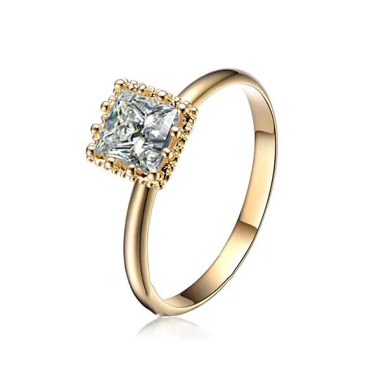 JMS always Rings Original Megan Walford Elegant Gold Over Sterling Silver Princess Cubic Zirconia Solitaire Ring JMS always Rings Original Megan Walford Elegant Gold Over Sterling Silver Princess Cubic Zirconia Solitaire Ring