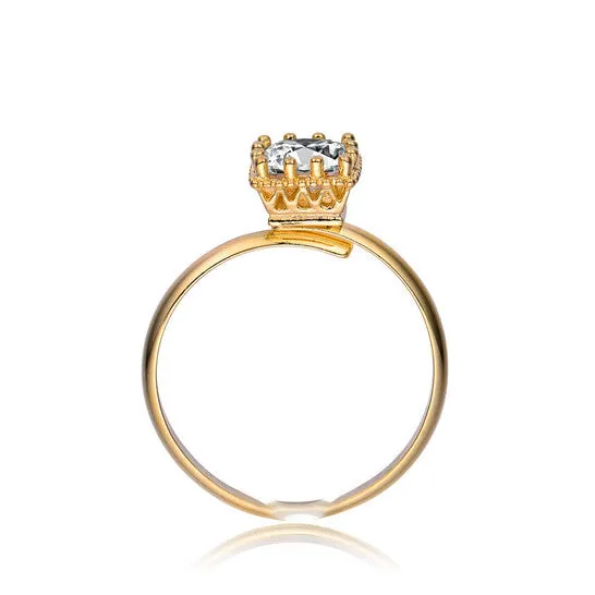JMS always Rings Original Megan Walford Elegant Gold Over Sterling Silver Princess Cubic Zirconia Solitaire Ring JMS always Rings Original Megan Walford Elegant Gold Over Sterling Silver Princess Cubic Zirconia Solitaire Ring