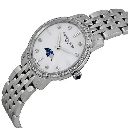 JMS always Watches Original Frederique Constant Slimline Moonphase Mother of Pearl Diamond Dial Ladies Watch FC206MPWD1SD6B JMS always Watches Original Frederique Constant Slimline Moonphase Mother of Pearl Diamond Dial Ladies Watch FC206MPWD1SD6B