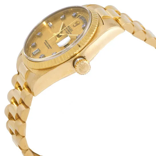 JMS always Watches Original Preowned Rolex DayDate Automatic Chronometer Diamond Champagne Dial Watch 18038CDP JMS always Watches Original Preowned Rolex DayDate Automatic Chronometer Diamond Champagne Dial Watch 18038CDP