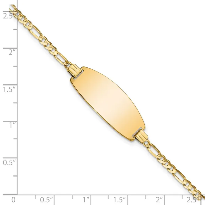 MDS Bracelets Solid 14K Yellow Gold Oval Figaro ID Bracelet MDS Bracelets Solid 14K Yellow Gold Oval Figaro ID Bracelet