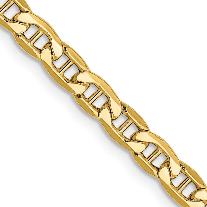 MDS Necklaces 14K Yellow Gold 18 inch 4mm SemiSolid Anchor with Lobster Clasp Chain Necklace MDS Necklaces 14K Yellow Gold 18 inch 4mm SemiSolid Anchor with Lobster Clasp Chain Necklace