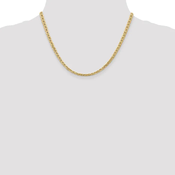 MDS Necklaces 14K Yellow Gold 18 inch 4mm SemiSolid Anchor with Lobster Clasp Chain Necklace MDS Necklaces 14K Yellow Gold 18 inch 4mm SemiSolid Anchor with Lobster Clasp Chain Necklace