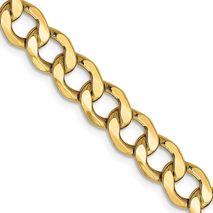 MDS Necklaces 14K Yellow Gold 20 inch 7mm SemiSolid Curb with Lobster Clasp Chain Necklace MDS Necklaces 14K Yellow Gold 20 inch 7mm SemiSolid Curb with Lobster Clasp Chain Necklace