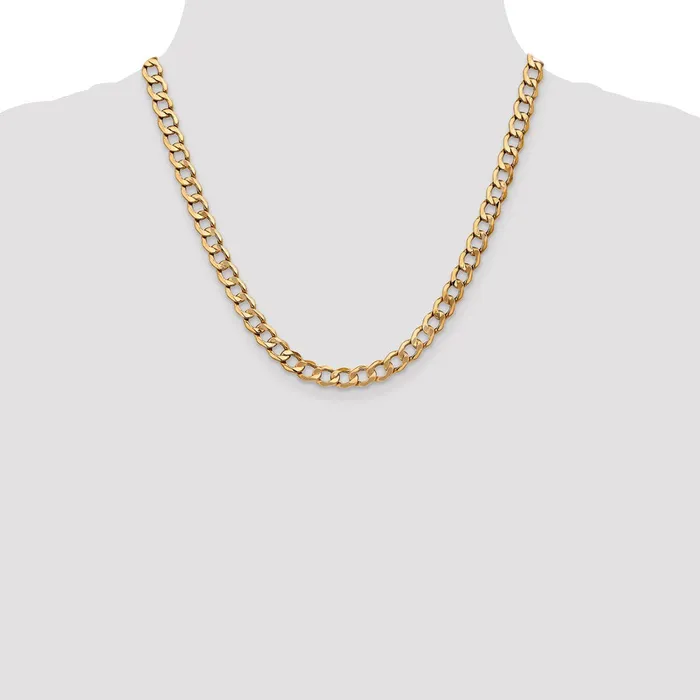 MDS Necklaces 14K Yellow Gold 20 inch 7mm SemiSolid Curb with Lobster Clasp Chain Necklace MDS Necklaces 14K Yellow Gold 20 inch 7mm SemiSolid Curb with Lobster Clasp Chain Necklace