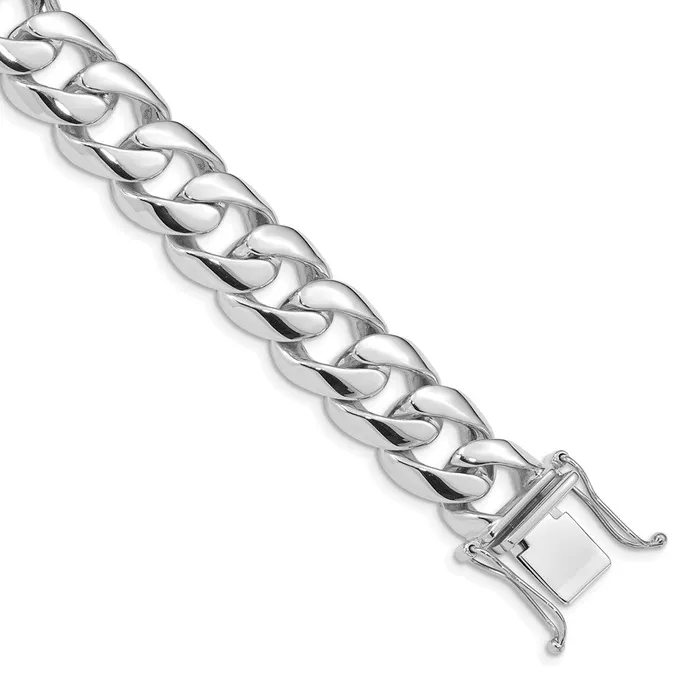 MDS Solid 14K White Gold 8 inch 134mm Hand Polished Rounded Curb Link with Box Catch Clasp Bracelet Bracelets MDS Solid 14K White Gold 8 inch 134mm Hand Polished Rounded Curb Link with Box Catch Clasp Bracelet Bracelets