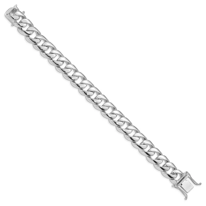 MDS Solid 14K White Gold 8 inch 134mm Hand Polished Rounded Curb Link with Box Catch Clasp Bracelet Bracelets MDS Solid 14K White Gold 8 inch 134mm Hand Polished Rounded Curb Link with Box Catch Clasp Bracelet Bracelets