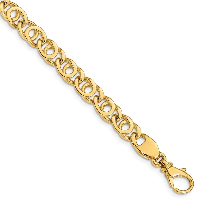 MDS Solid 14K Yellow Gold 18 inch 7mm Hand Polished Fancy Link with Fancy Lobster Clasp Chain Necklace Necklaces MDS Solid 14K Yellow Gold 18 inch 7mm Hand Polished Fancy Link with Fancy Lobster Clasp Chain Necklace Necklaces