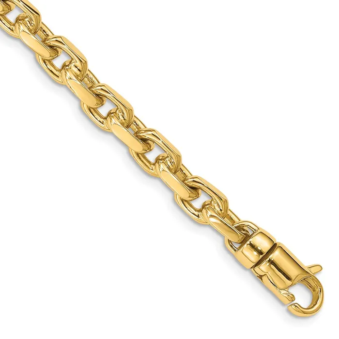 MDS Solid 14K Yellow Gold 9 inch 59mm Hand Polished Fancy Link with Lobster Clasp Chain Bracelet Bracelets