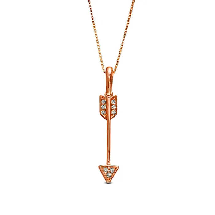 Natural Diamond Accent Linear Arrow Pendant in 10K Rose Gold Goldia Necklaces Natural Diamond Accent Linear Arrow Pendant in 10K Rose Gold Goldia Necklaces